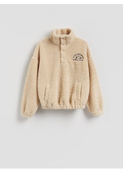 Reserved - Bluza sherpa ze stójką - beżowy ze sklepu Reserved w kategorii Bluzy damskie - zdjęcie 187381273