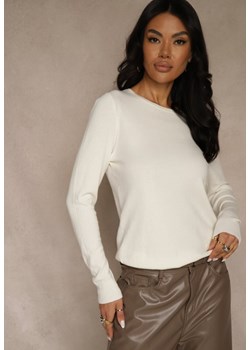 Biały Gładki Sweter w Minimalistycznym Stylu Tevra ze sklepu renee.pl w kategorii Swetry damskie - zdjęcie 187381621