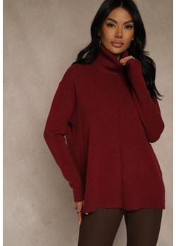 Bordowy Golf o Fasonie Klasycznego Swetra z Domieszką Kaszmiru Rorilaine ze sklepu renee.pl w kategorii Swetry damskie - zdjęcie 187381661