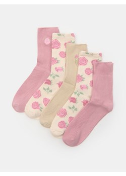 Sinsay - Skarpetki ze wzorem 5 pack - różowy ze sklepu Sinsay w kategorii Skarpetki damskie - zdjęcie 187382204