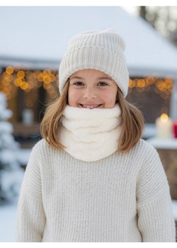 Sinsay - Pluszowy komin z tłoczeniem w serduszka - kremowy ze sklepu Sinsay w kategorii Szaliki dziecięce - zdjęcie 187382254