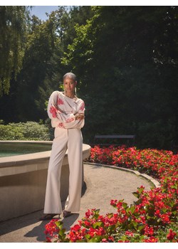 Mohito - Spodnie z szeroką nogawką - kremowy ze sklepu Mohito w kategorii Spodnie damskie - zdjęcie 187382323