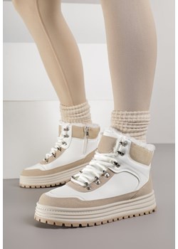 Białe Sneakersy na Grubej Podeszwie z Futerkiem Alweda ze sklepu born2be.pl w kategorii Buty sportowe damskie - zdjęcie 187382483