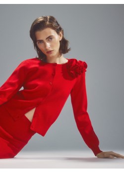 Reserved - Kardigan z aplikacją - czerwony ze sklepu Reserved w kategorii Swetry damskie - zdjęcie 187382671