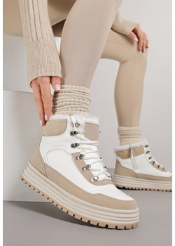 Białe Sneakersy w Stylu Traperów na Platformie Ewedora ze sklepu renee.pl w kategorii Buty sportowe damskie - zdjęcie 187382900