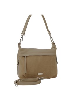 Skórzana torebka z zamszowym akcentem - Beżowa ze sklepu butyolivier w kategorii Listonoszki - zdjęcie 187382933