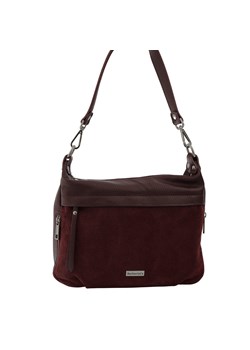 Skórzana torebka z zamszowym akcentem - Bordowa ze sklepu butyolivier w kategorii Listonoszki - zdjęcie 187382992