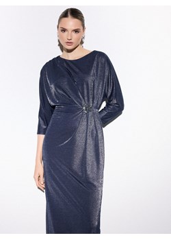 Mohito - Błyszcząca granatowa sukienka midi - granatowy ze sklepu Mohito w kategorii Sukienki - zdjęcie 187384253
