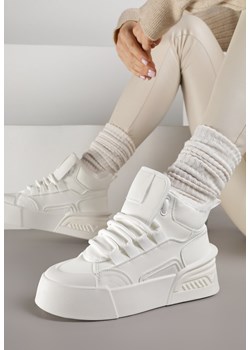 Białe Sneakersy z Ociepleniem na Platformie z Tłoczeniem Newedela ze sklepu renee.pl w kategorii Buty sportowe damskie - zdjęcie 187384642