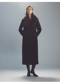 Reserved - Płaszcz z wełną Manteco - ciemnobrązowy ze sklepu Reserved w kategorii Płaszcze damskie - zdjęcie 187384823