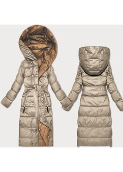 Dwustronna zimowa kurtka z paskiem Minority beż-brąz (M2-6519-62+301) ze sklepu goodlookin.pl w kategorii Kurtki damskie - zdjęcie 187385442