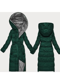 Dwustronna zimowa kurtka z paskiem Minority ciemny zielony-szary (M2-6519-33+61) ze sklepu goodlookin.pl w kategorii Kurtki damskie - zdjęcie 187385444