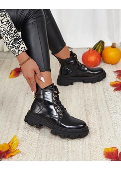 Royalfashion Czarne eko-skórzane damskie ocieplane botki typu trapery Selori ze sklepu royalfashion.pl w kategorii Workery damskie - zdjęcie 187385662