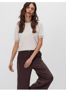 Reserved - Sweter z krótkim rękawem - beżowy ze sklepu Reserved w kategorii Swetry damskie - zdjęcie 187386001