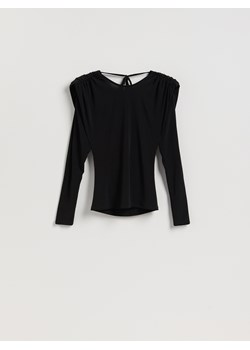 Reserved - Bluzka z poduszkami na ramionach - czarny ze sklepu Reserved w kategorii Bluzki damskie - zdjęcie 187386333