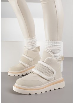 Beżowe Śniegowce z Przeszyciami i Futerkiem Newella ze sklepu born2be.pl w kategorii Śniegowce damskie - zdjęcie 187386424