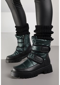 Ciemnozielone Śniegowce na Rzepy Theman ze sklepu born2be.pl w kategorii Śniegowce damskie - zdjęcie 187386473