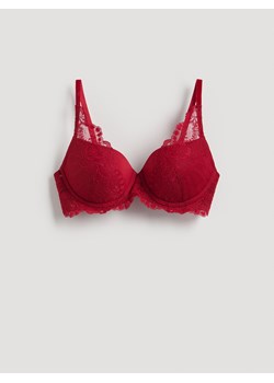 Reserved - Biustonosz push up z koronką - czerwony ze sklepu Reserved w kategorii Biustonosze - zdjęcie 187387793
