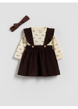 Reserved - Bawełniany komplet z opaską - brązowy ze sklepu Reserved w kategorii Komplety niemowlęce - zdjęcie 187387841