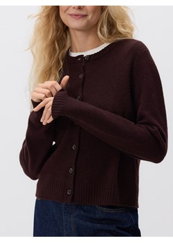 Reserved - Wełniany kardigan - ciemnobrązowy ze sklepu Reserved w kategorii Swetry damskie - zdjęcie 187387870