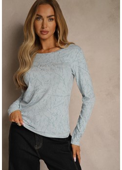 Niebieska Bluzka Longsleeve Ozdobiona Geometrycznym Motywem Uninessa ze sklepu renee.pl w kategorii Bluzki damskie - zdjęcie 187387994