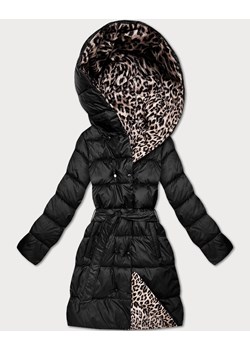 Dwustronna kurtka zimowa plus size czarna/panterka (M6-6008-1) ze sklepu goodlookin.pl w kategorii Kurtki damskie - zdjęcie 187388620