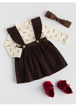 Reserved - Bawełniany komplet z opaską - brązowy ze sklepu Reserved w kategorii Komplety niemowlęce - zdjęcie 187388763