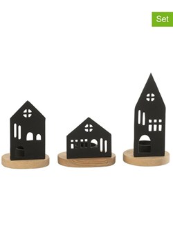 J Line Świeczniki (3 szt.) &quot;House&quot; w kolorze czarno-beżowym ze sklepu Limango Polska w kategorii Świeczniki - zdjęcie 187389170