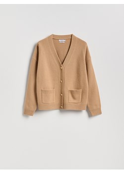 Reserved - Wełniany kardigan - brązowy ze sklepu Reserved w kategorii Swetry damskie - zdjęcie 187390493