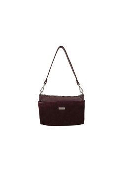 Pojemna torebka listonoszka ze skóry i zamszu - Bordowa ze sklepu Barberinis w kategorii Listonoszki - zdjęcie 187390564