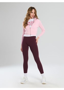Sinsay - Prążkowane legginsy - bordowy ze sklepu Sinsay w kategorii Spodnie damskie - zdjęcie 187390743