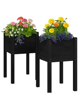 Zestaw czarnych drewnianych donic ogrodowych S5-T27 ze sklepu Edinos.pl w kategorii Donice i kwietniki ogrodowe - zdjęcie 187390770