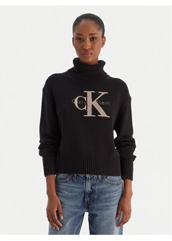 Calvin Klein Jeans Golf Chenille Monologo LV047D354G Czarny Regular Fit ze sklepu MODIVO w kategorii Swetry damskie - zdjęcie 187391200