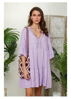 Lin Passion Lniana sukienka w kolorze fioletowym ze sklepu Limango Polska w kategorii Sukienki - zdjęcie 187391692