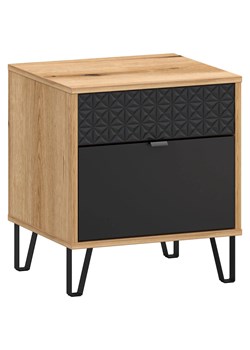 Szafka nocna z szufladą na nóżkach dąb evok + czarny C4-S97 ze sklepu Edinos.pl w kategorii Stoliki i szafki nocne - zdjęcie 187392220