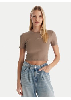 Guess T-Shirt V5YP08 K8RT2 Khaki Slim Fit ze sklepu MODIVO w kategorii Bluzki damskie - zdjęcie 187393123