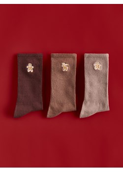 Reserved - 3 pack świątecznych skarpet - beżowy ze sklepu Reserved w kategorii Skarpetki męskie - zdjęcie 187393593