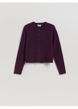 Reserved - Wełniany kardigan - ciemnofioletowy ze sklepu Reserved w kategorii Swetry damskie - zdjęcie 187393622