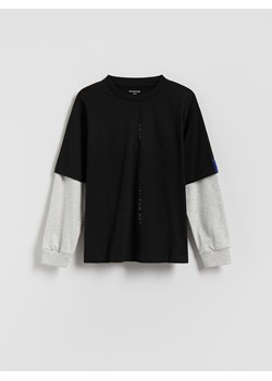 Reserved - Bawełniany longsleeve - czarny ze sklepu Reserved w kategorii T-shirty chłopięce - zdjęcie 187393661