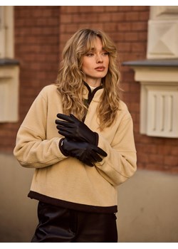 Mohito - Skórzane rękawiczki - ciemnobrązowy ze sklepu Mohito w kategorii Rękawiczki damskie - zdjęcie 187394562