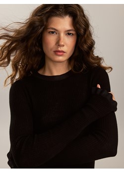 Reserved - Dzianinowa bluzka z jedwabiem - czarny ze sklepu Reserved w kategorii Bluzki damskie - zdjęcie 187394764