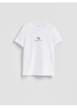 Reserved - T-shirt regular z nadrukiem - biały ze sklepu Reserved w kategorii T-shirty męskie - zdjęcie 187395114