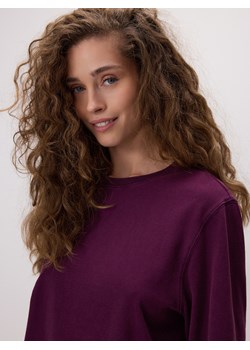 Reserved - Bawełniany longsleeve - ciemnofioletowy ze sklepu Reserved w kategorii Bluzki damskie - zdjęcie 187395174