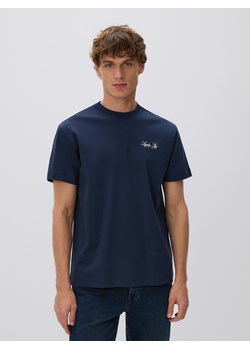 Reserved - T-shirt comfort z bawełny merceryzowanej - granatowy ze sklepu Reserved w kategorii T-shirty męskie - zdjęcie 187395220