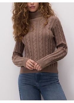 Reserved - Golf z dekoracyjnym splotem - brązowy ze sklepu Reserved w kategorii Swetry damskie - zdjęcie 187395261