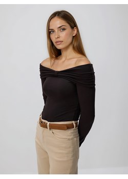 Reserved - Longsleeve z modalem - ciemnobrązowy ze sklepu Reserved w kategorii Bluzki damskie - zdjęcie 187395450