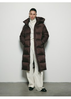 Reserved - Puchowa kurtka z kapturem - ciemnobrązowy ze sklepu Reserved w kategorii Płaszcze damskie - zdjęcie 187395574