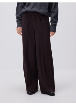 Reserved - Spodnie wide leg z kantem - ciemnobrązowy ze sklepu Reserved w kategorii Spodnie damskie - zdjęcie 187395824