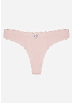 Jasnoróżowe Prążkowane Majtki Stringi z Bawełny Ilweda ze sklepu renee.pl w kategorii Majtki damskie - zdjęcie 187396140