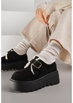Czarne Śniegowce na Platformie z Paskiem ze Sprzączką i Futrem Unweda ze sklepu renee.pl w kategorii Śniegowce damskie - zdjęcie 187396170